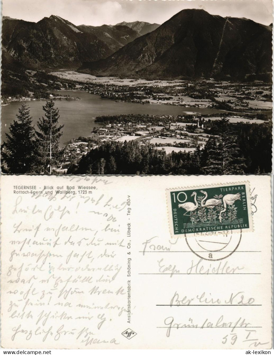 Tegernsee (Stadt) Panorama-Ansicht Gesamtansicht Mit Bad Wiessee 1957 - Tegernsee