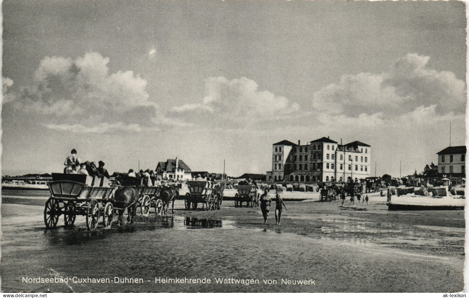 Ansichtskarte Duhnen-Cuxhaven Heimkehrende Wattwagen Von Neuwerk 1960 - Cuxhaven