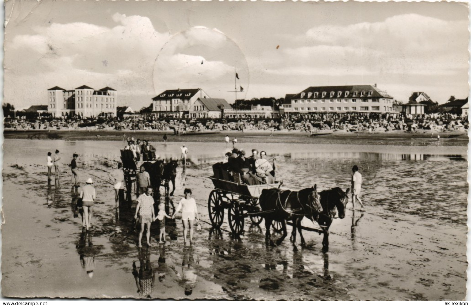 Duhnen-Cuxhaven Strand Wattwagen Ausflügler Nach Insel Neuwerk 1961 - Cuxhaven