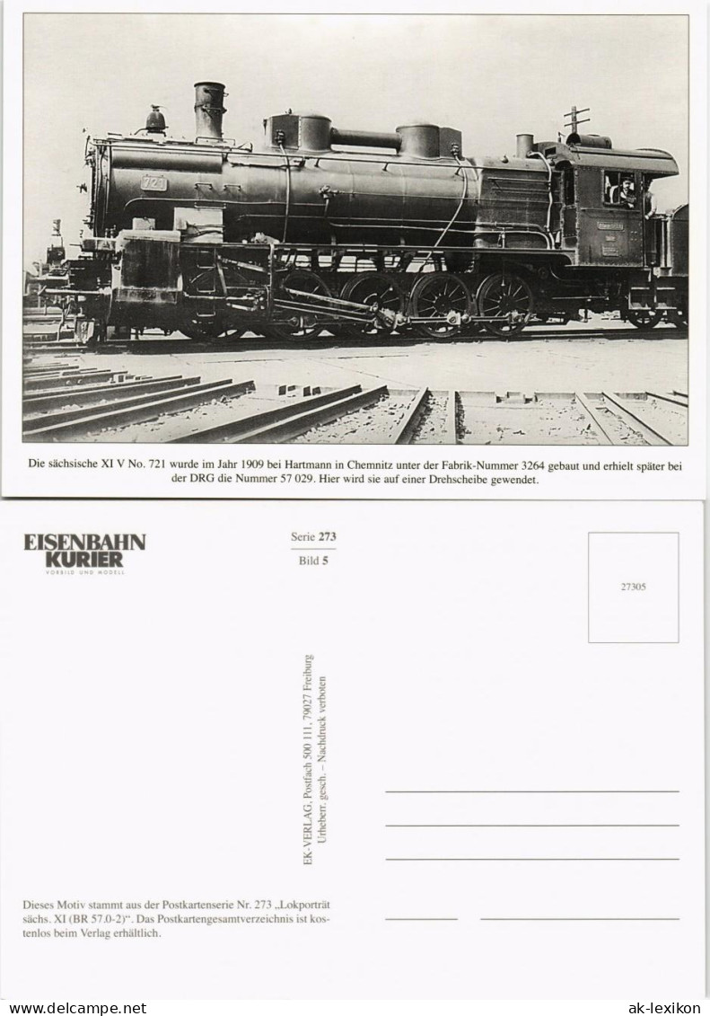 Ansichtskarte  Eisenbahn Zug Lokomotive Anno 1909 Baureihe 721 1980 - Eisenbahnen