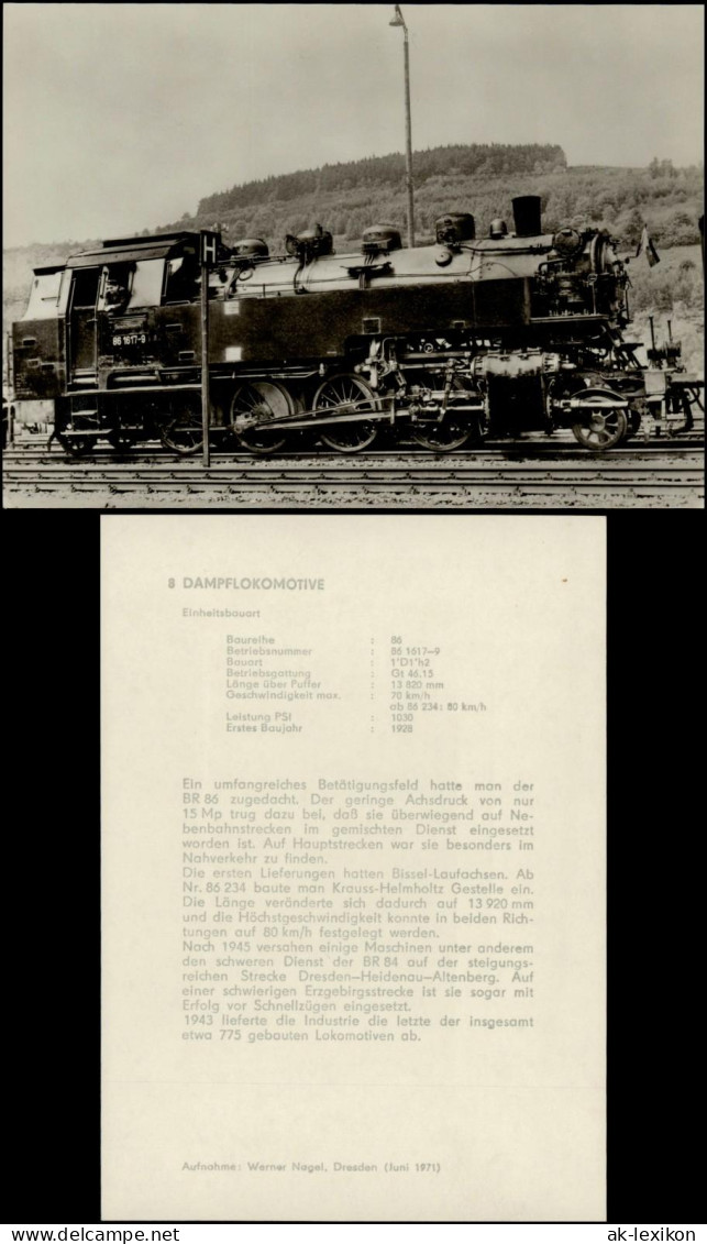 Ansichtskarte  Verkehr & Eisenbahn Dampflokomotive Der Baureihe 86 1970 - Trains