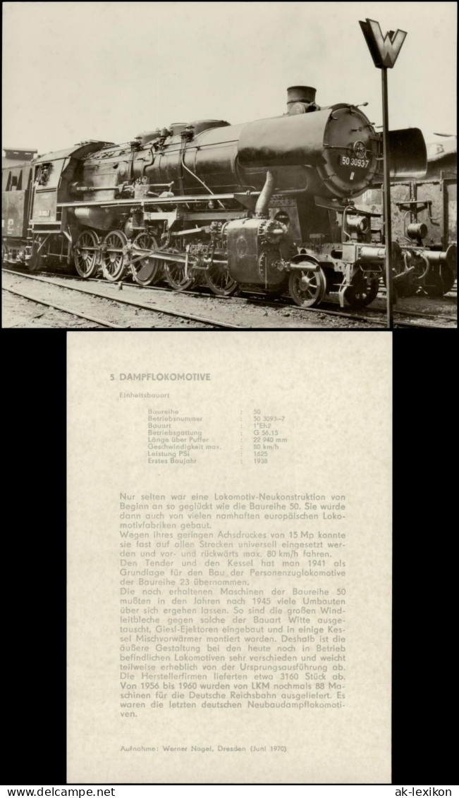Ansichtskarte  Verkehr & Eisenbahn Dampflokomotive Einheitsbauart BR 50 1970 - Trains