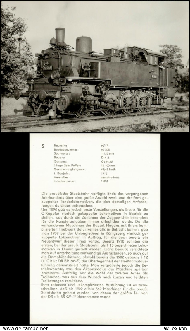 Eisenbahn Dampflokomotive DDR Sammelkarte Lok Der Preußischen Staatsbahn 1970 - Eisenbahnen