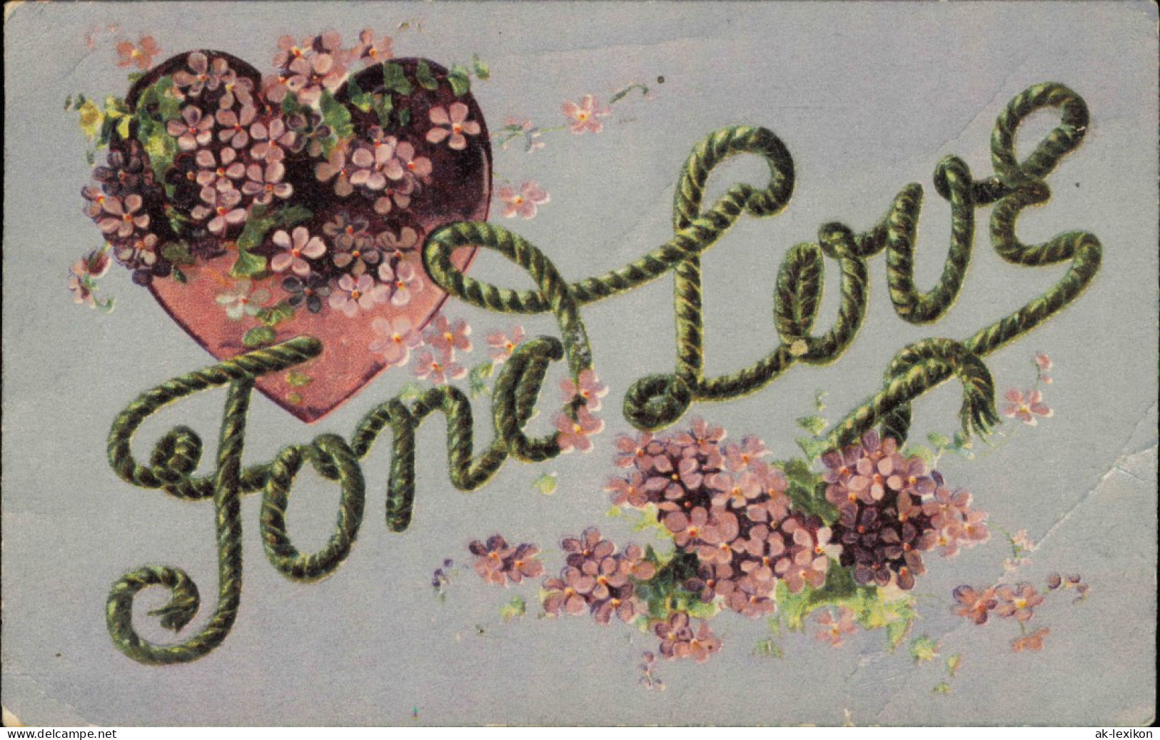 Ansichtskarte  One Love - Künstlerkarte Liebe Herz 1907 Silber-Effekt - Philosophie