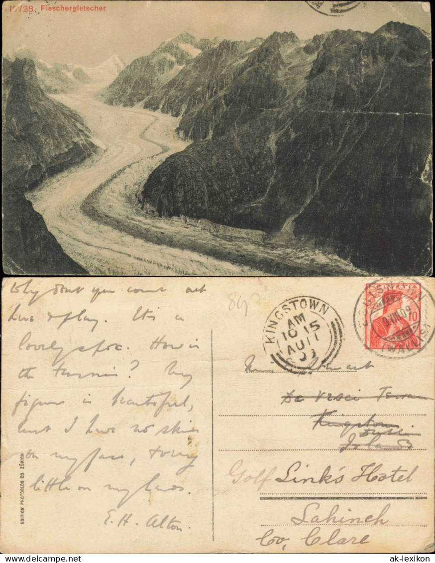 Ansichtskarte  Fieschergletscher Alpen Glacier Suisse Mountains 1909 - Non Classés