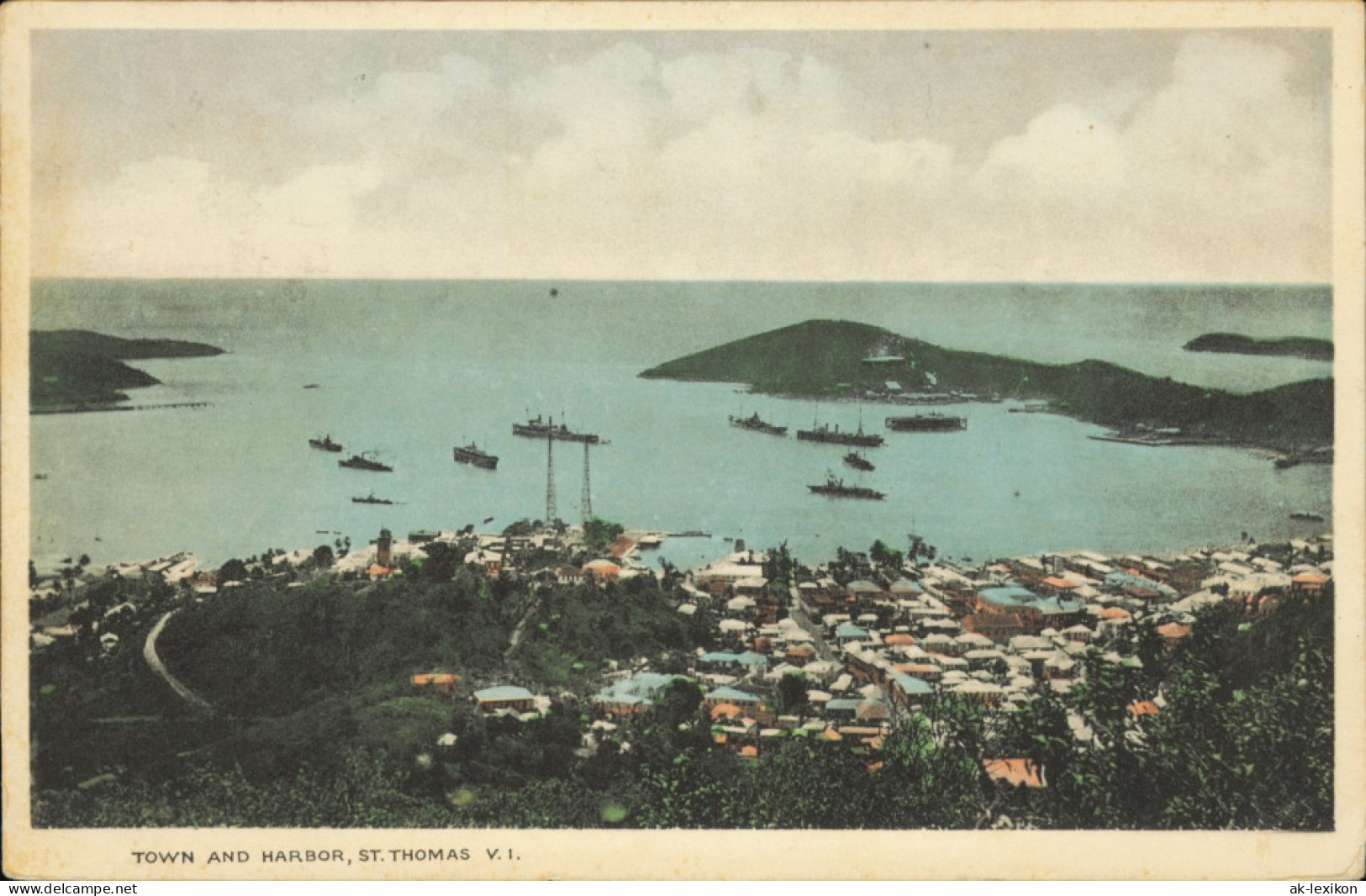 Postcard St. Thomas Sankt Thomas Harbour Hafen Virgin Island 1937 - Vierges (Iles), Amér.