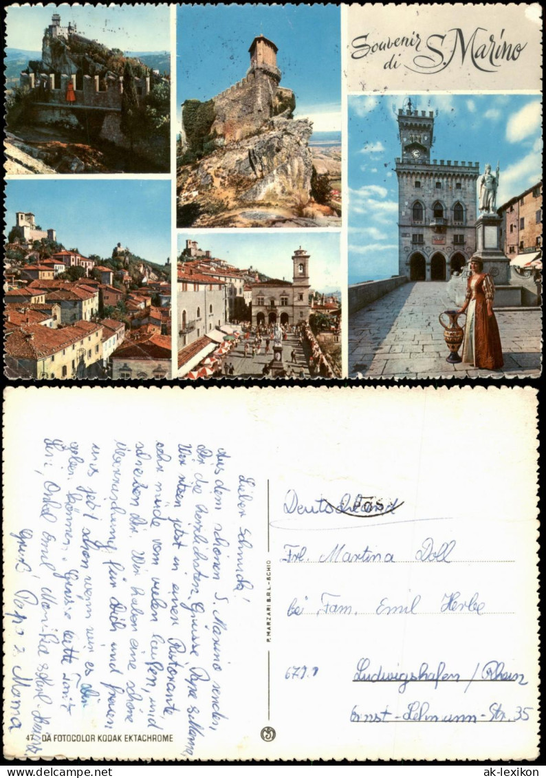 Postcard San Marino Mehrbild-AK Ortsansichten 1970 - Saint-Marin