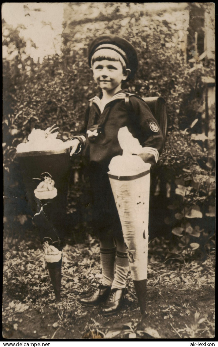 Glückwunsch - Schulanfang/Einschulung - Junge Mit Zuckertüten 1927 Privatfoto - Children's School Start