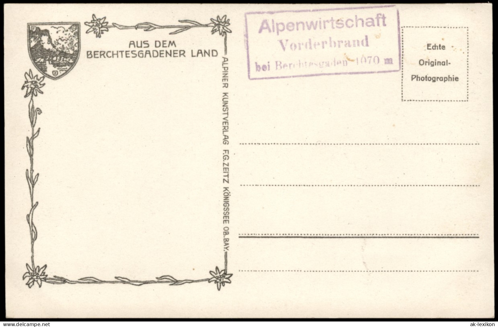 Ansichtskarte Berchtesgaden Almwirtschaft Vorderbrand 1929 - Berchtesgaden