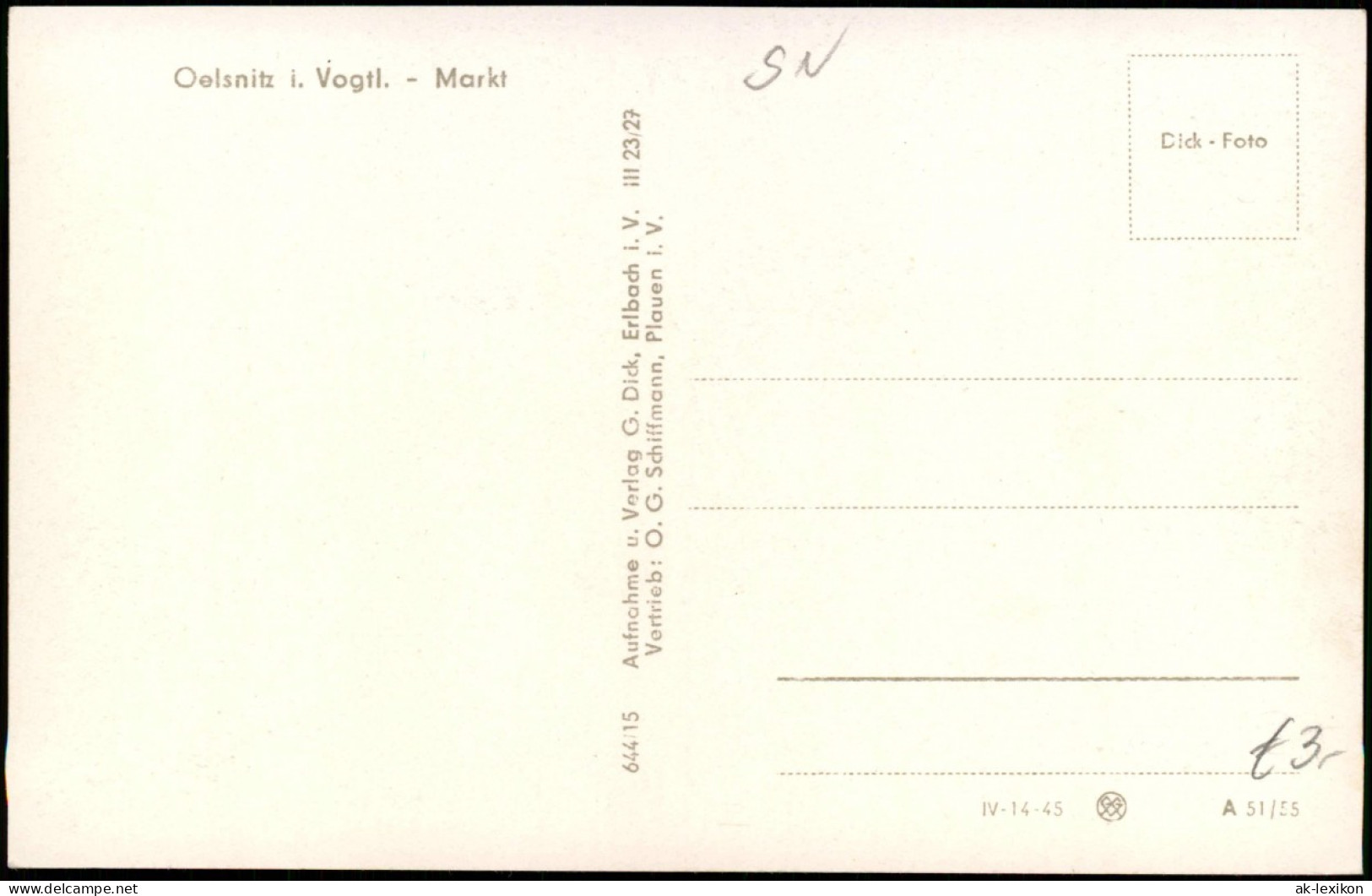 Ansichtskarte Oelsnitz (Vogtland) Marktplatz 1955 - Oelsnitz I. Vogtl.