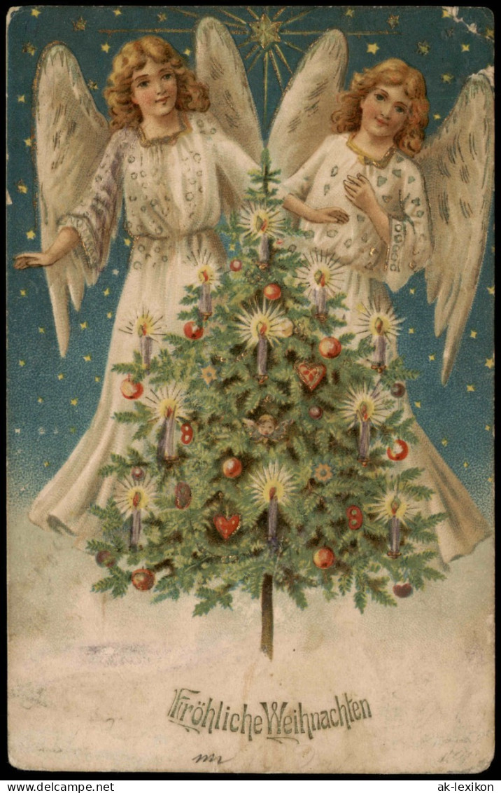 Motiv: Engel Vor Weihnachtsbaum Weihnachten - Christmas 1912 Goldrand/Prägekarte - Sonstige & Ohne Zuordnung