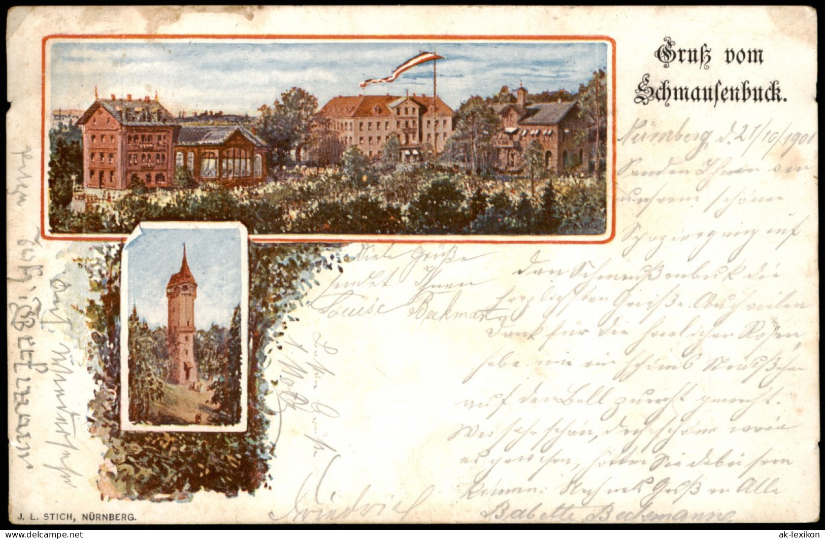 Ansichtskarte Nürnberg 2 Bild: Schmausenbuck - Restaurant 1900 - Nuernberg