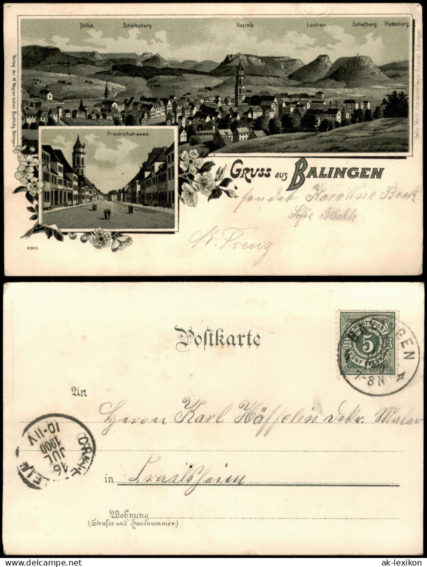 Ansichtskarte Balingen 2 Bild: Stadt, Friedrichsstraße 1900 - Balingen