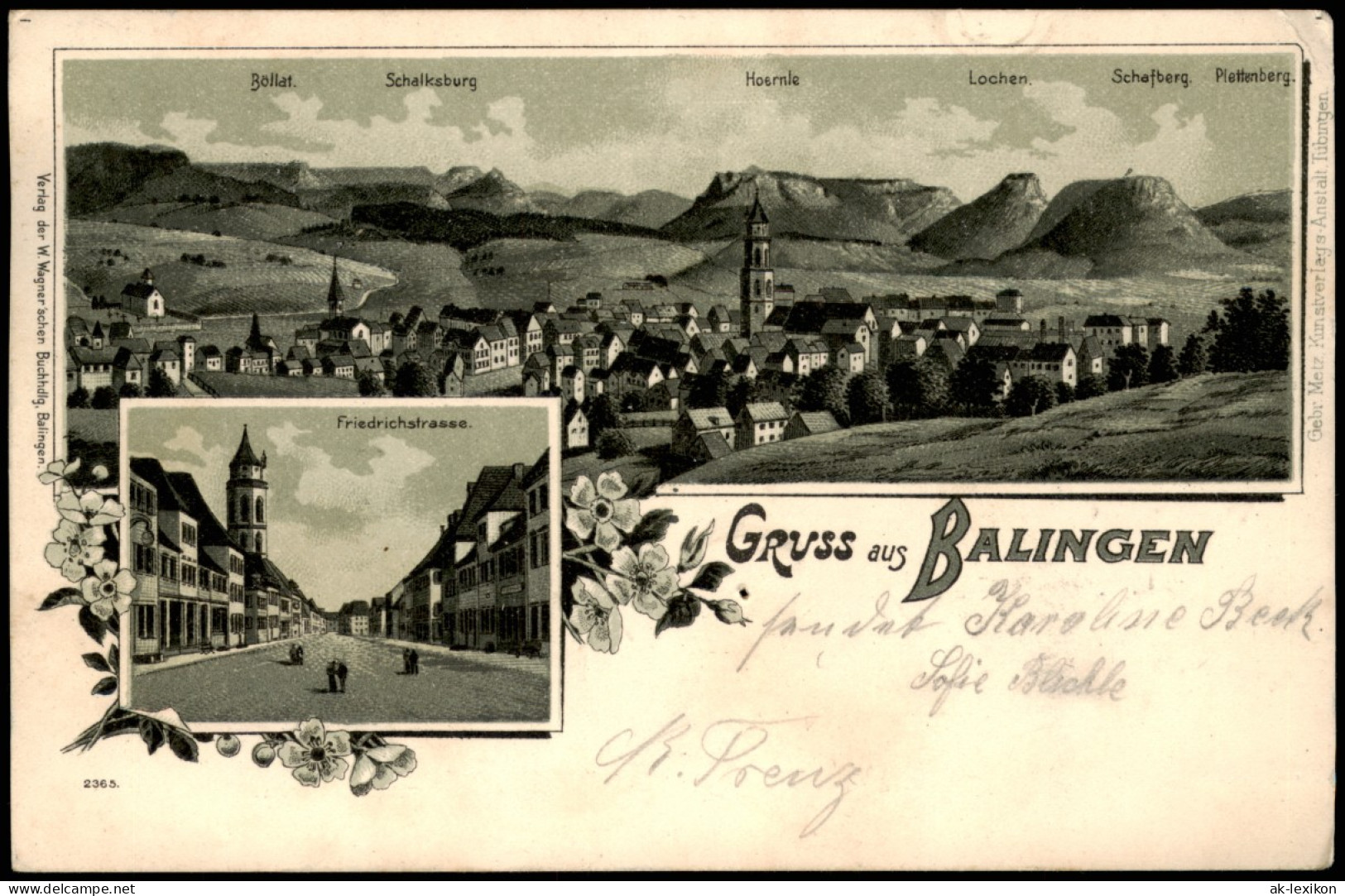 Ansichtskarte Balingen 2 Bild: Stadt, Friedrichsstraße 1900 - Balingen