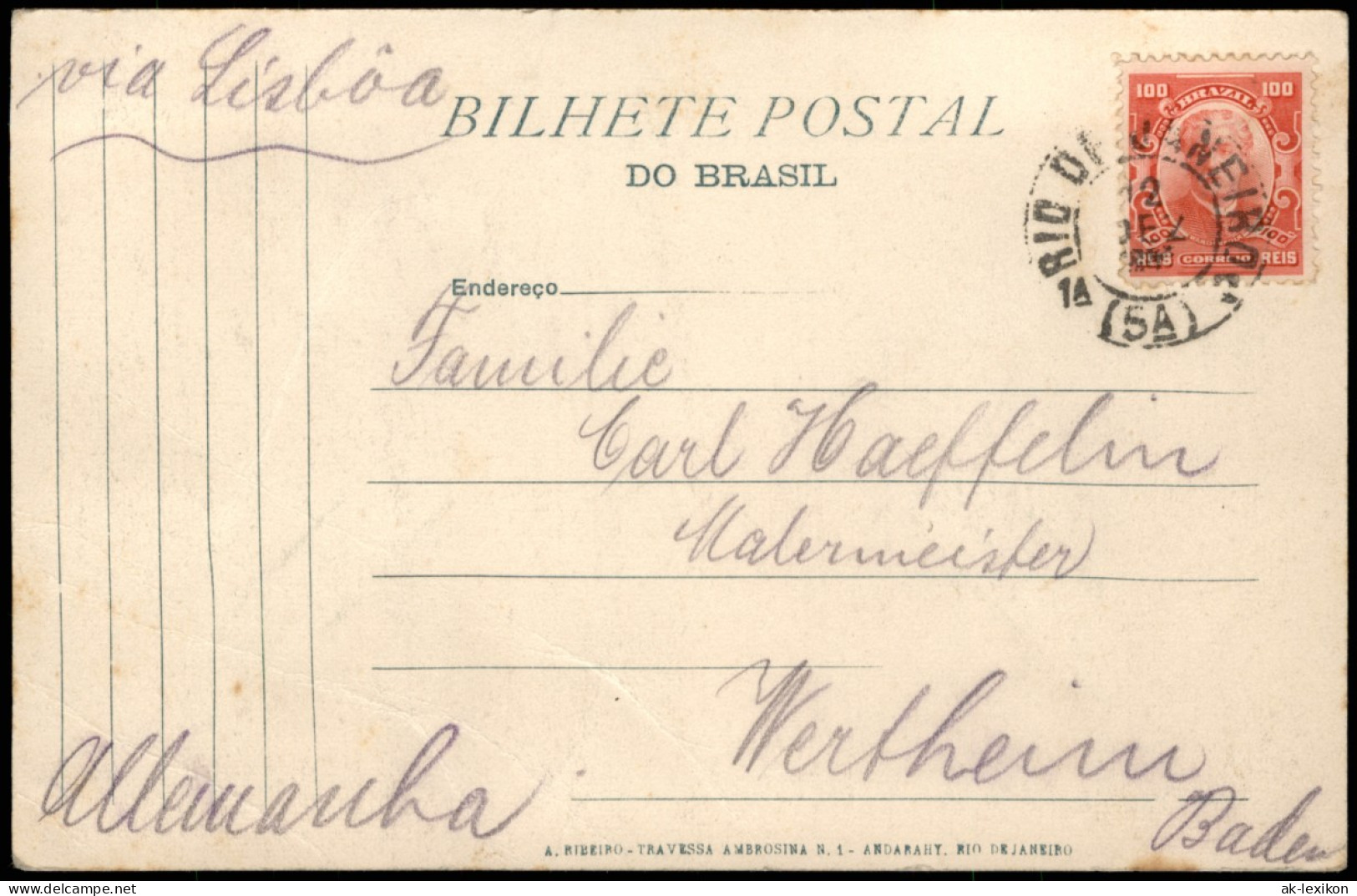 Postcard Botafogo-Rio De Janeiro Stadtblick 1916 - Rio De Janeiro