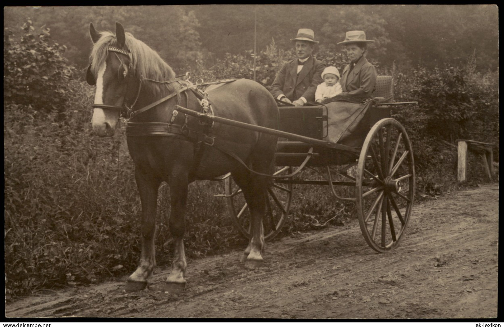 Foto  Familie Im Pferde-Fuhrwerk 1921 Privatfoto - Gruppen Von Kindern Und Familien
