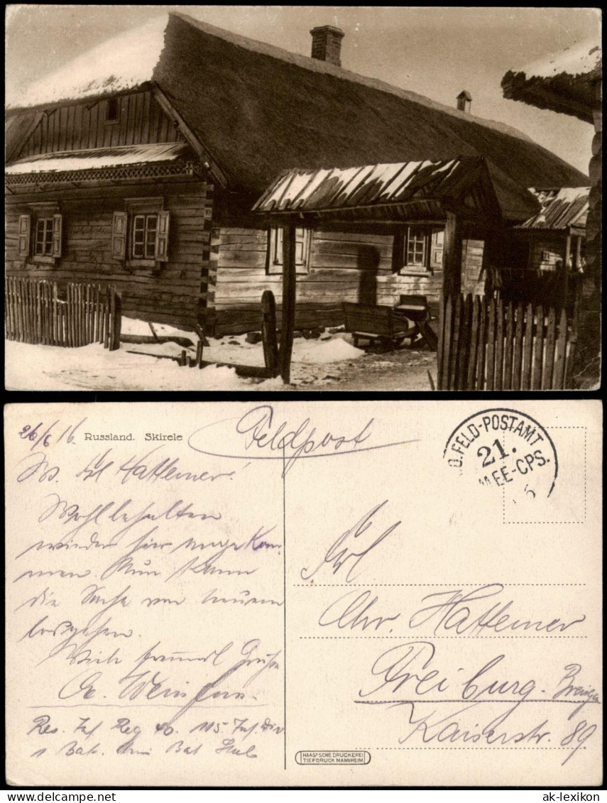 Postcard .Russland Rußland Россия Skirele Hütte 1916 Gel. Feldpoststempel - Russie