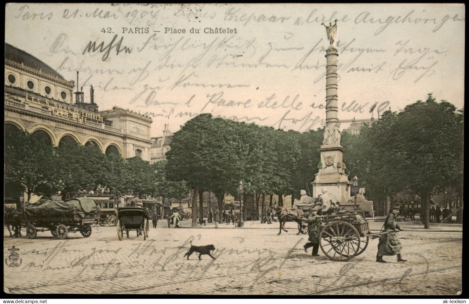 CPA Paris Place Du Châtelet,Kutschen 1904 - Sonstige & Ohne Zuordnung