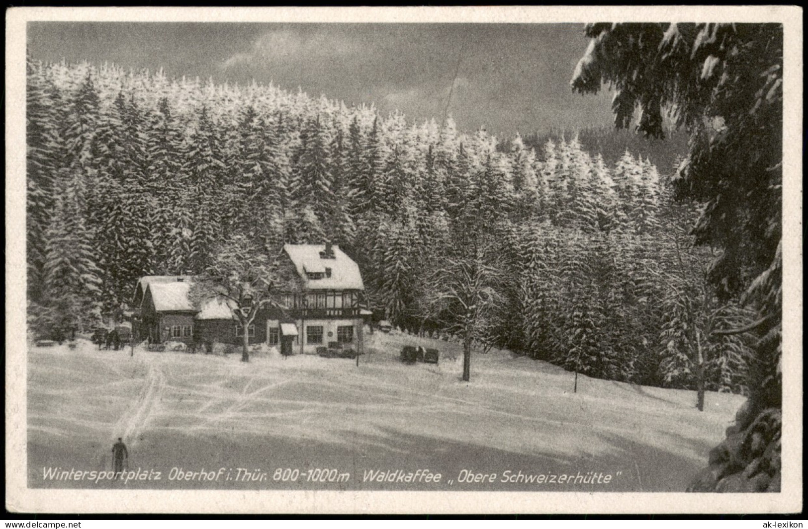 Oberhof (Thüringen) Wintersportplatz Waldkaffee Obere Schweizerhütte 1936 - Oberhof