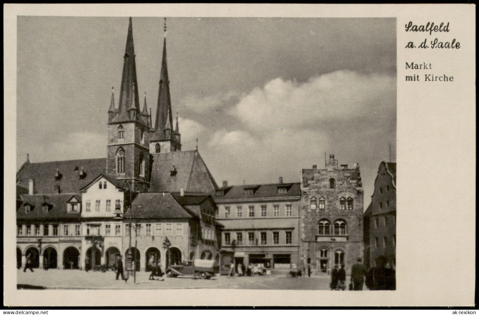 Ansichtskarte Saalfeld (Saale) Markt Mit Kirche 1953 - Saalfeld