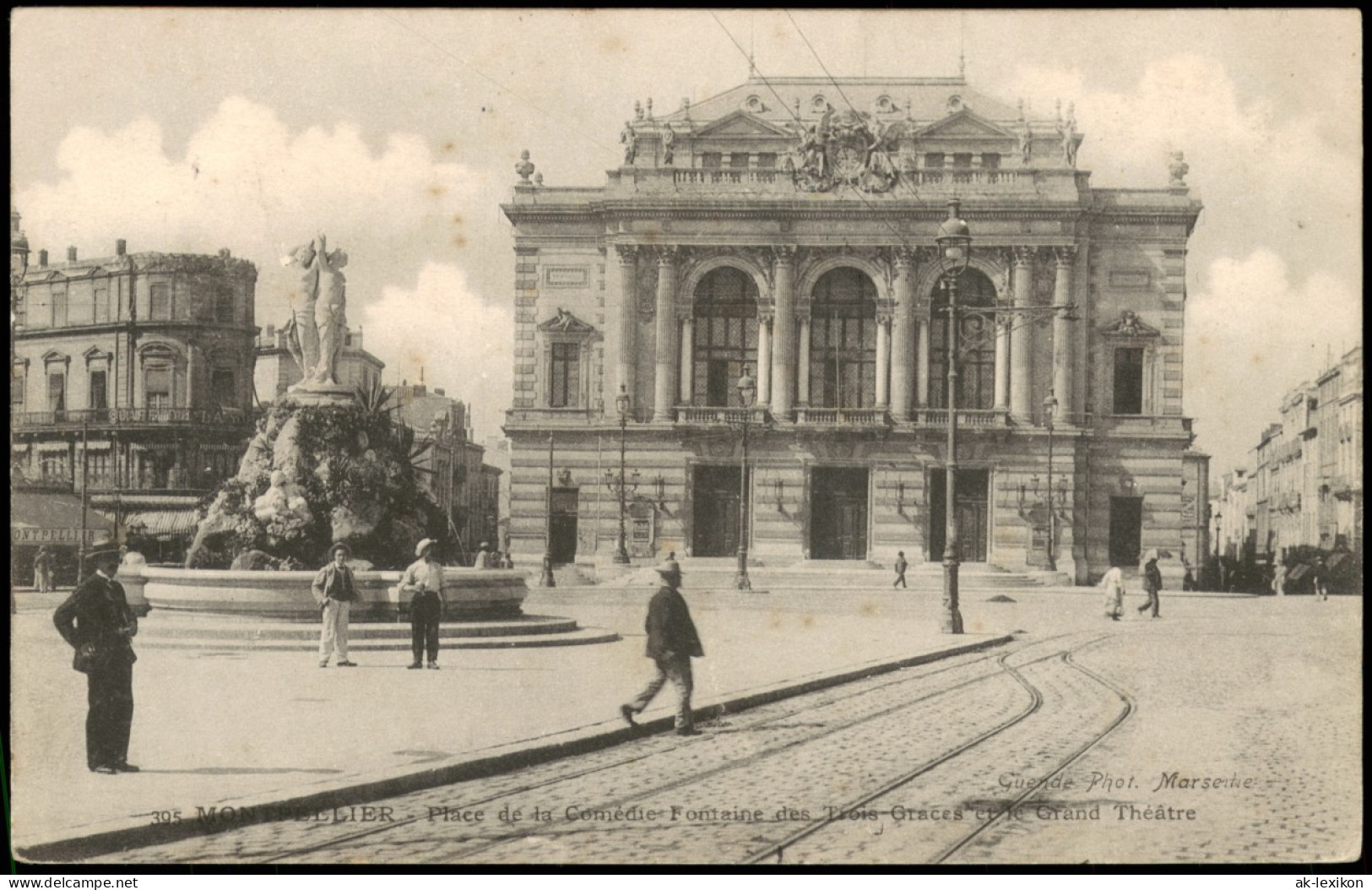 Montpellier Place De La Comédie Fontaine Des Drois-Graces Eye Grand Théâtre 1906 - Montpellier