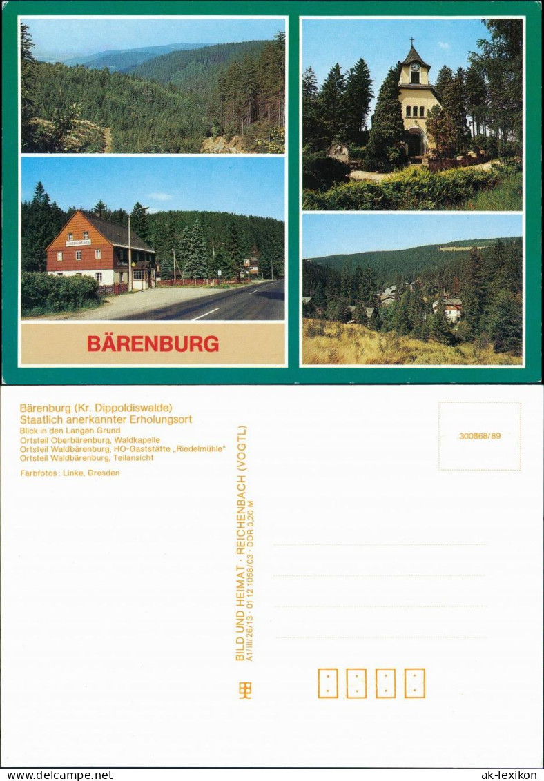 Bärenburg-Altenberg (Erzgebirge) Blick In Den Langen Grund, Waldkapelle  1987 - Altenberg