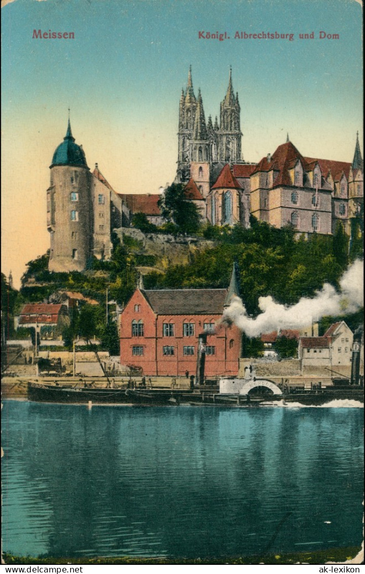 Ansichtskarte Meißen Schloss Albrechtsburg Dampfer Kondor 1913 - Meissen