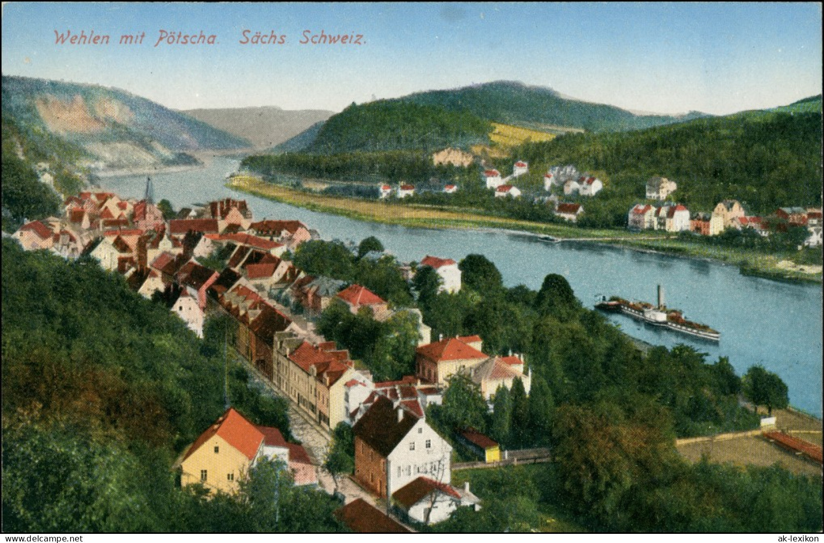 Ansichtskarte Pötzscha-Wehlen Stadtpartie 1914 - Wehlen