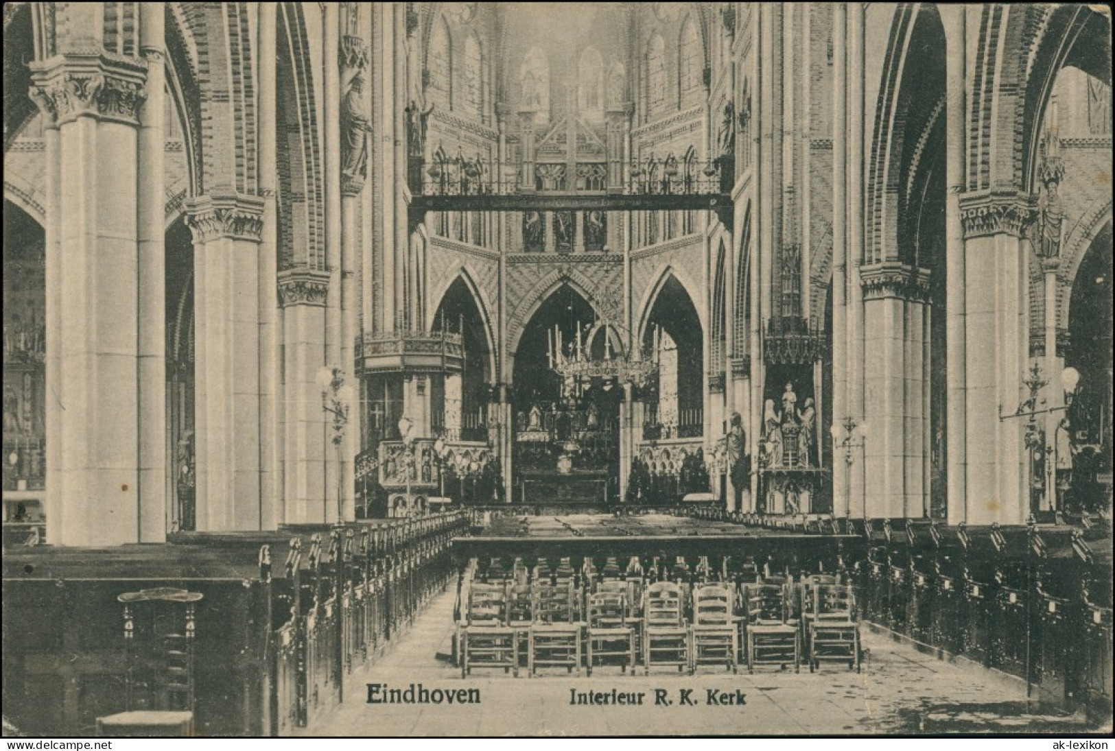Postkaart Eindhoven Interieur R.K. Kerk Kirche Church Innenansicht 1910 - Autres & Non Classés