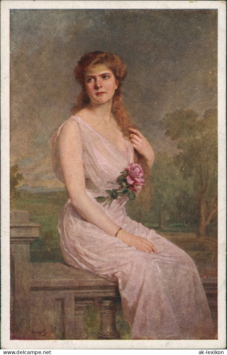 Künstlerkarte Künstler Prof. H. V. Angeli, Frauen Porträt Art Postcard 1910 - Personaggi