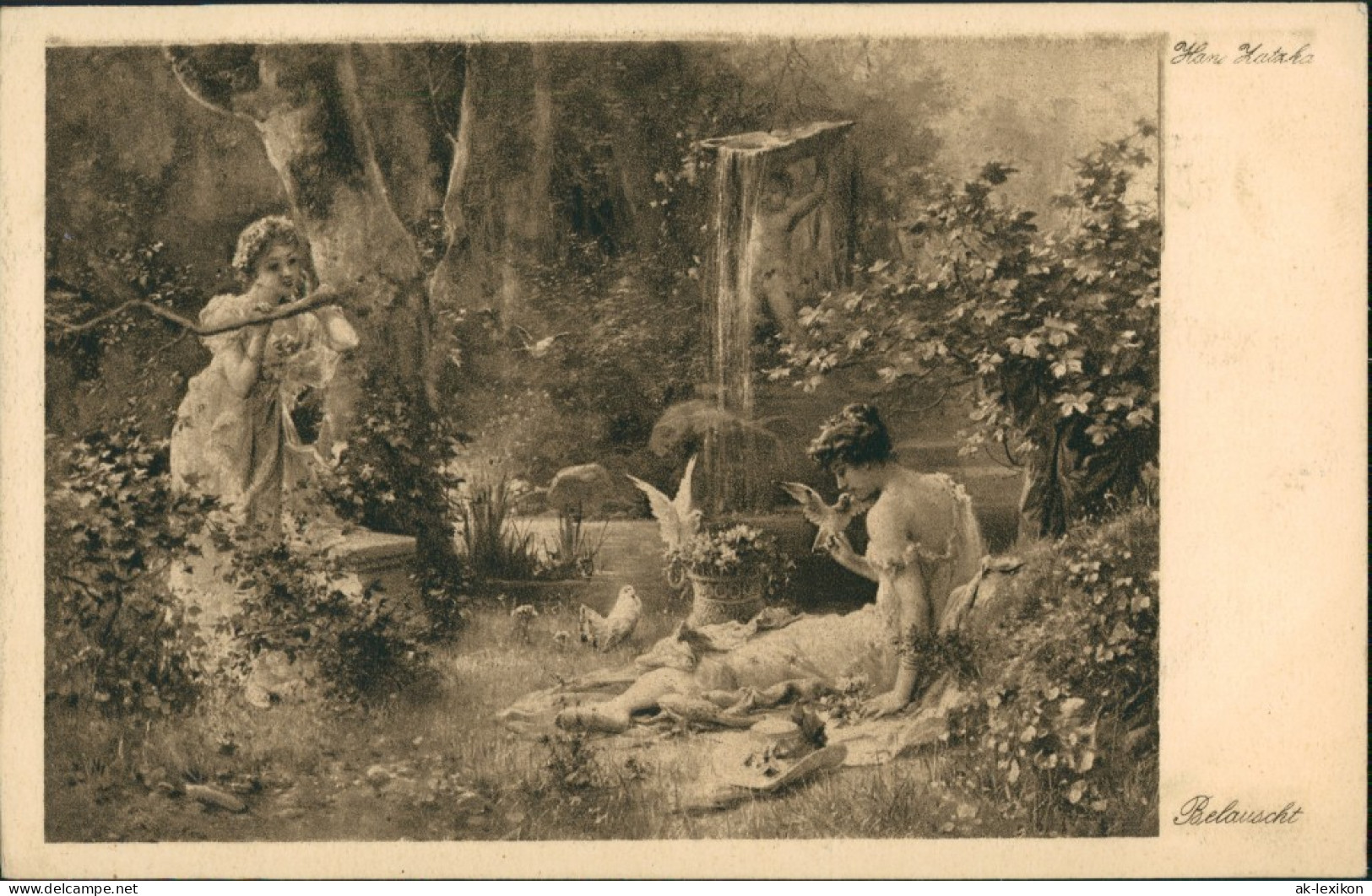 Ansichtskarte  Künstlerkarte "Belauscht" Frauen Auf Wiese, Art Postcard 1920 - Personnages