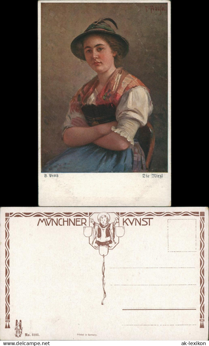 Künstlerkarte "Die Mirzl" Frau In Bayr. Tracht, Münchner Kunst 1910 - Personen