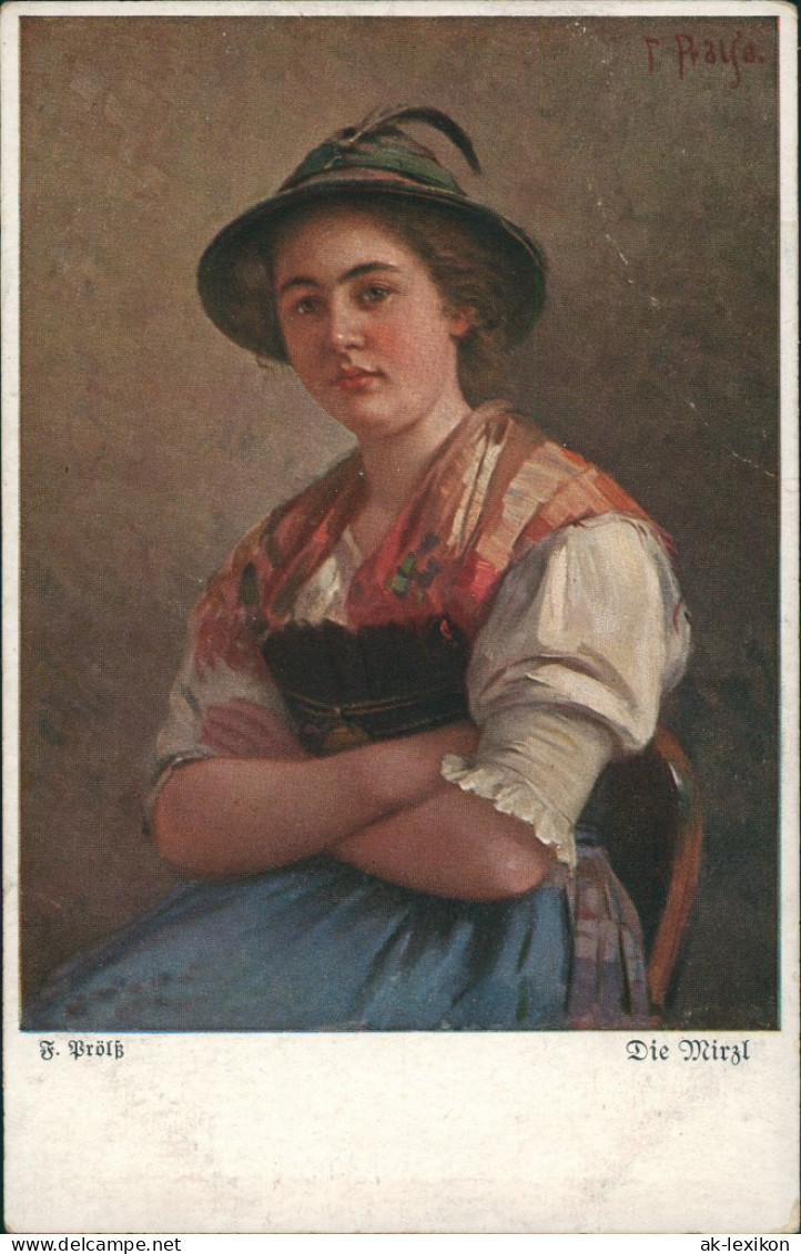 Künstlerkarte "Die Mirzl" Frau In Bayr. Tracht, Münchner Kunst 1910 - Personen