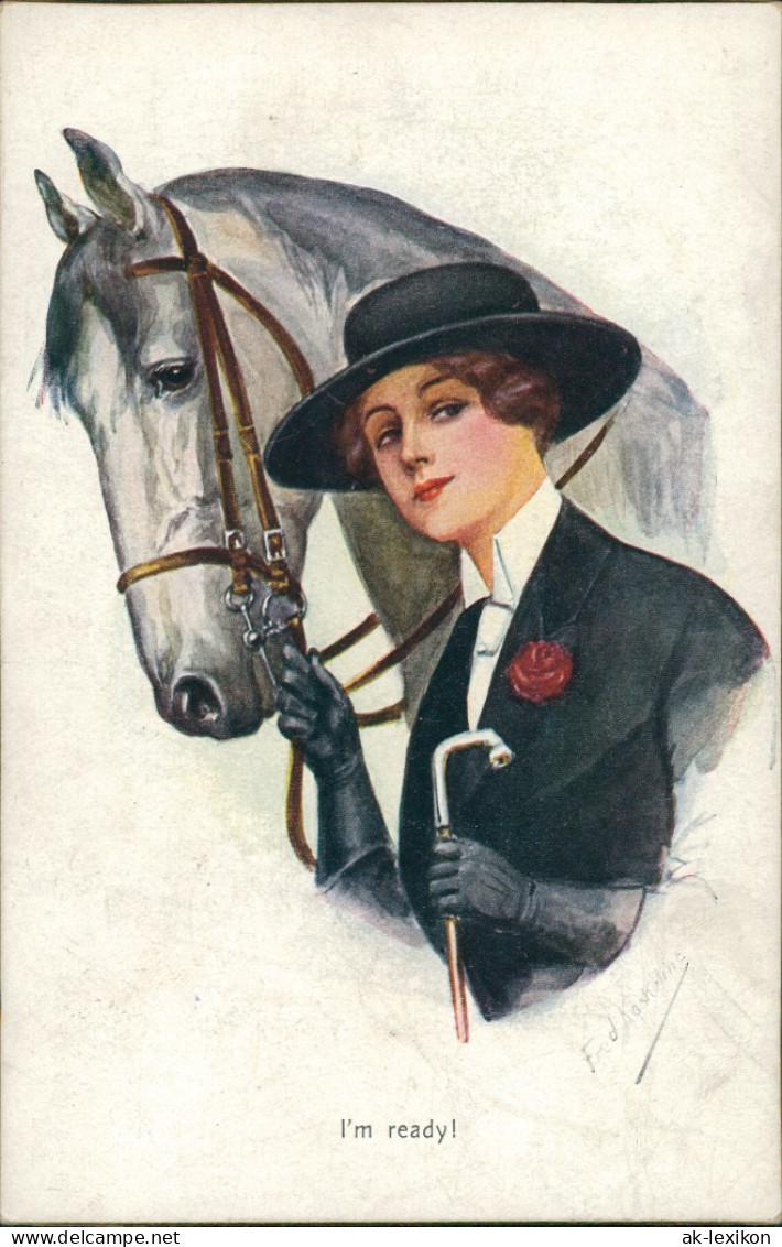 Ansichtskarte  Künstler Motiv-AK Frau Mit Pferd Woman With Horse 1910 - Bekende Personen