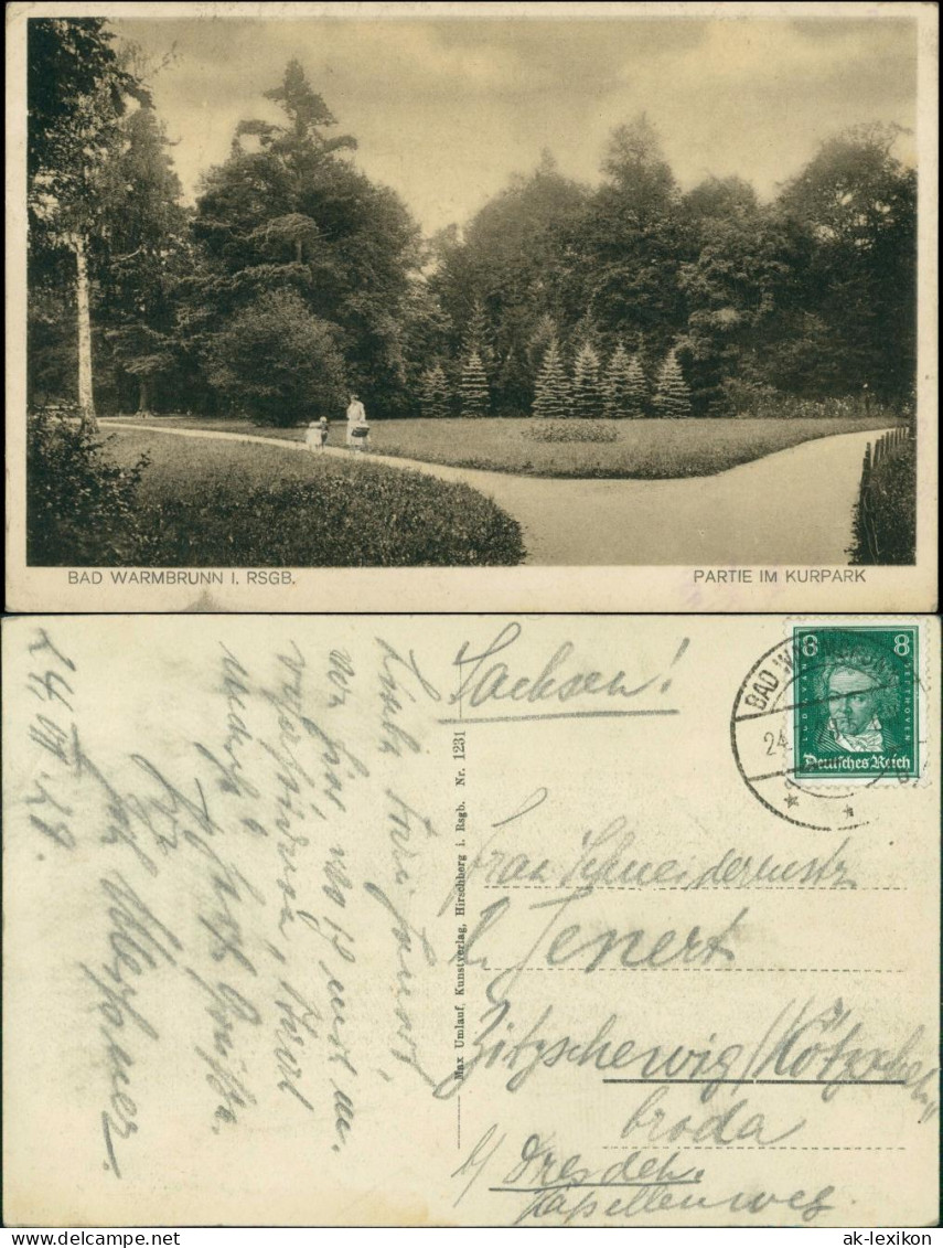 Bad Warmbrunn-Hirschberg (Schlesien) Cieplice Jelenia Góra Partie Kurpark 1927 - Schlesien