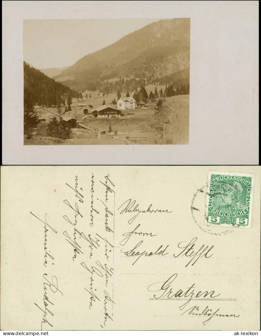 Foto  Häuser Im Tal Alpenregion 1925 Privatfoto  Stempel München - Zu Identifizieren