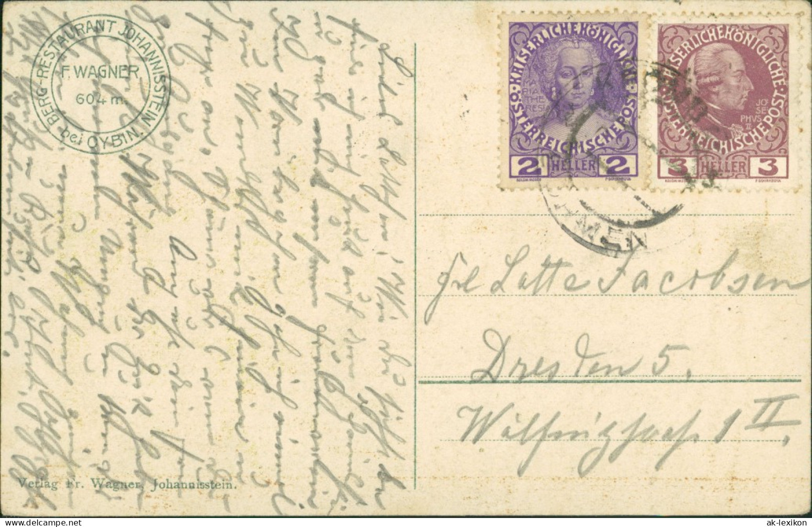 Postcard Krombach Krompach Johannisstein, Restauration 1912 - Tschechische Republik