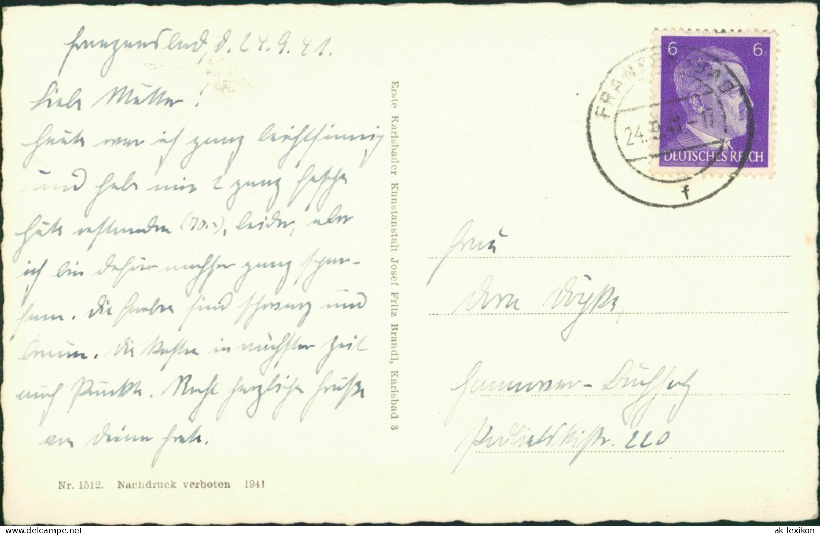 Postcard Franzensbad Františkovy Lázně Dankwarte - Straßenpartie 1940 - Tschechische Republik