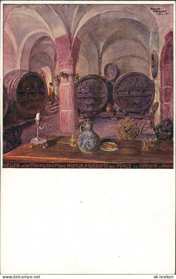 Ansichtskarte Speyer Keller Im Wein-Museum Künstlerkarte Art Postcard 1915 - Speyer