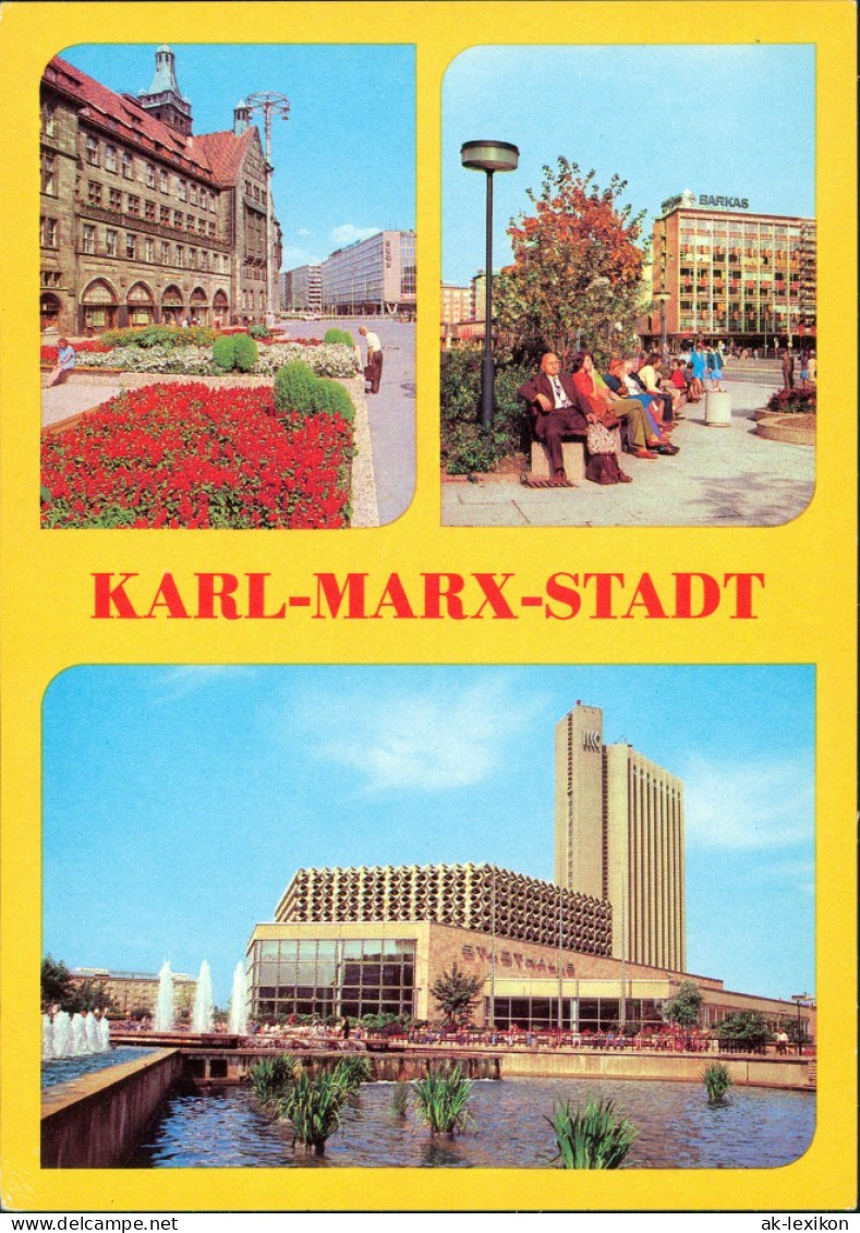Chemnitz Rathaus, Straße Der Nationen, Stadthalle Und Interhotel "Kongreß" 1980 - Chemnitz