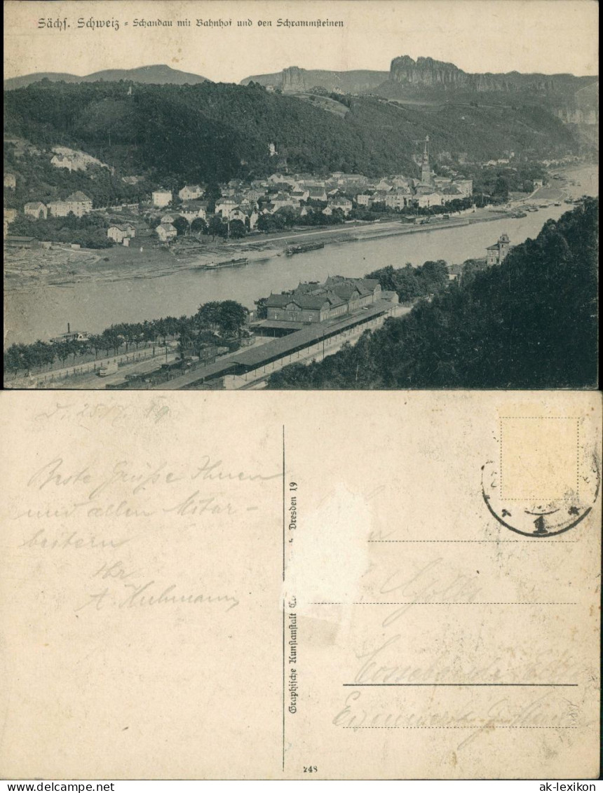 Ansichtskarte Bad Schandau Stadtpartie 1922 - Bad Schandau