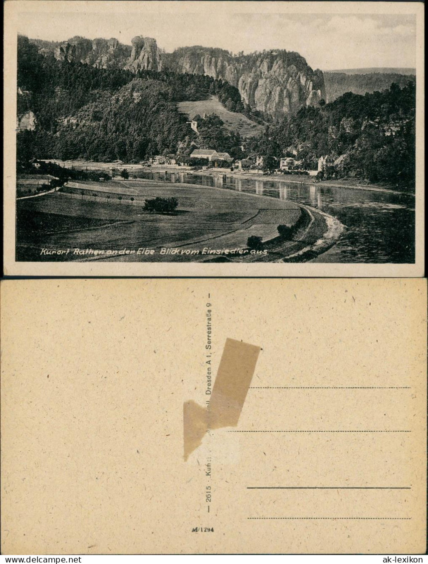 Ansichtskarte Rathen Umland-Ansicht Elbe Blick Vom Einsiedler Aus 1930 - Rathen