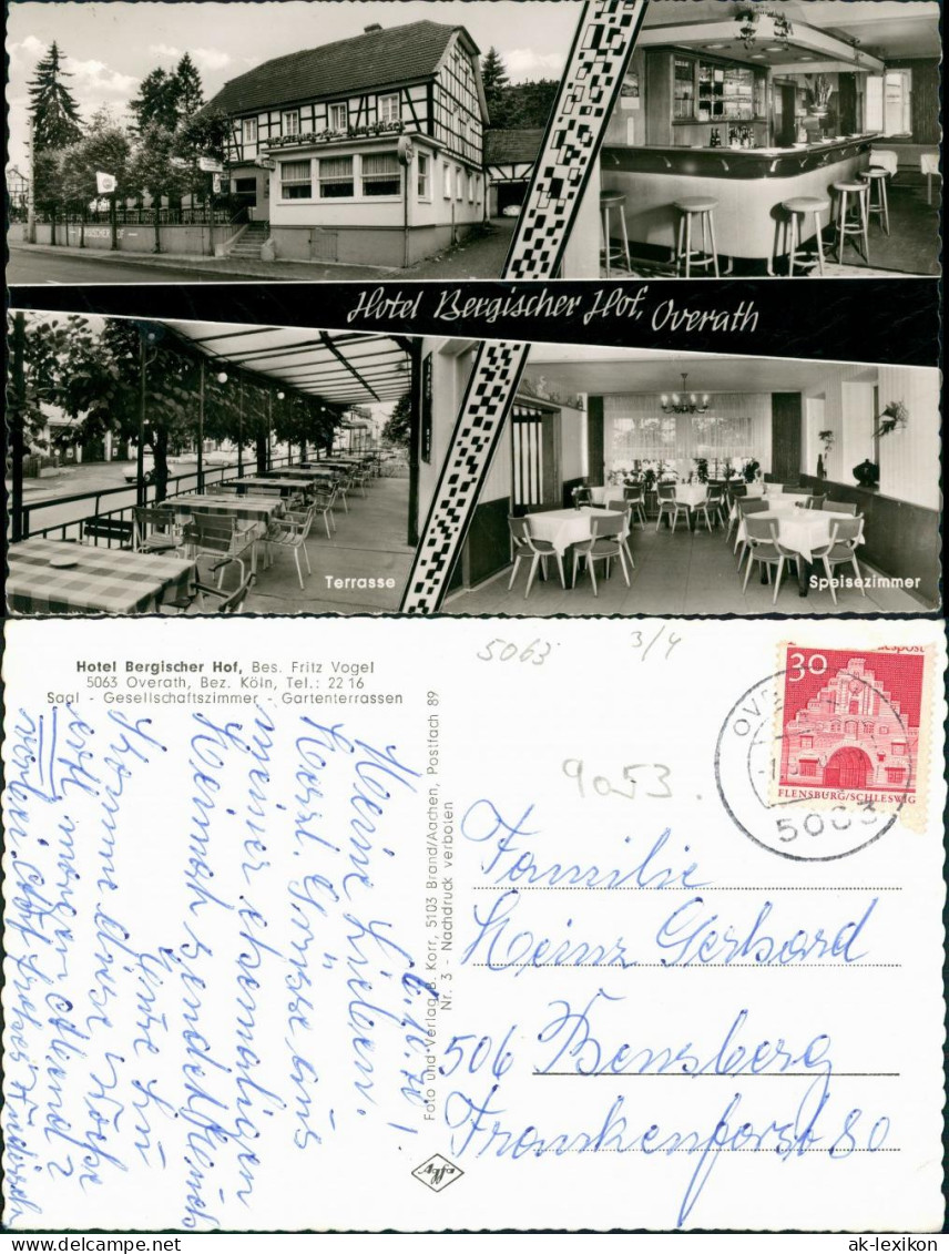 Ansichtskarte Overath Hotel Bergischer Hof Innen U. Außen 1968 - Overath