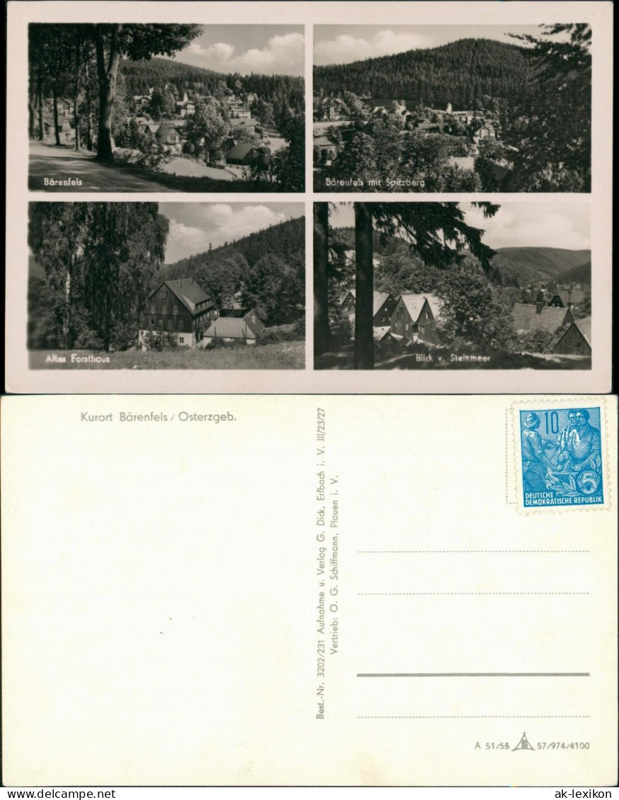 Bärenfels (Erzgebirge)-Altenberg (Erzgebirge)  Forsthaus,   Steinmeer 1955 - Altenberg