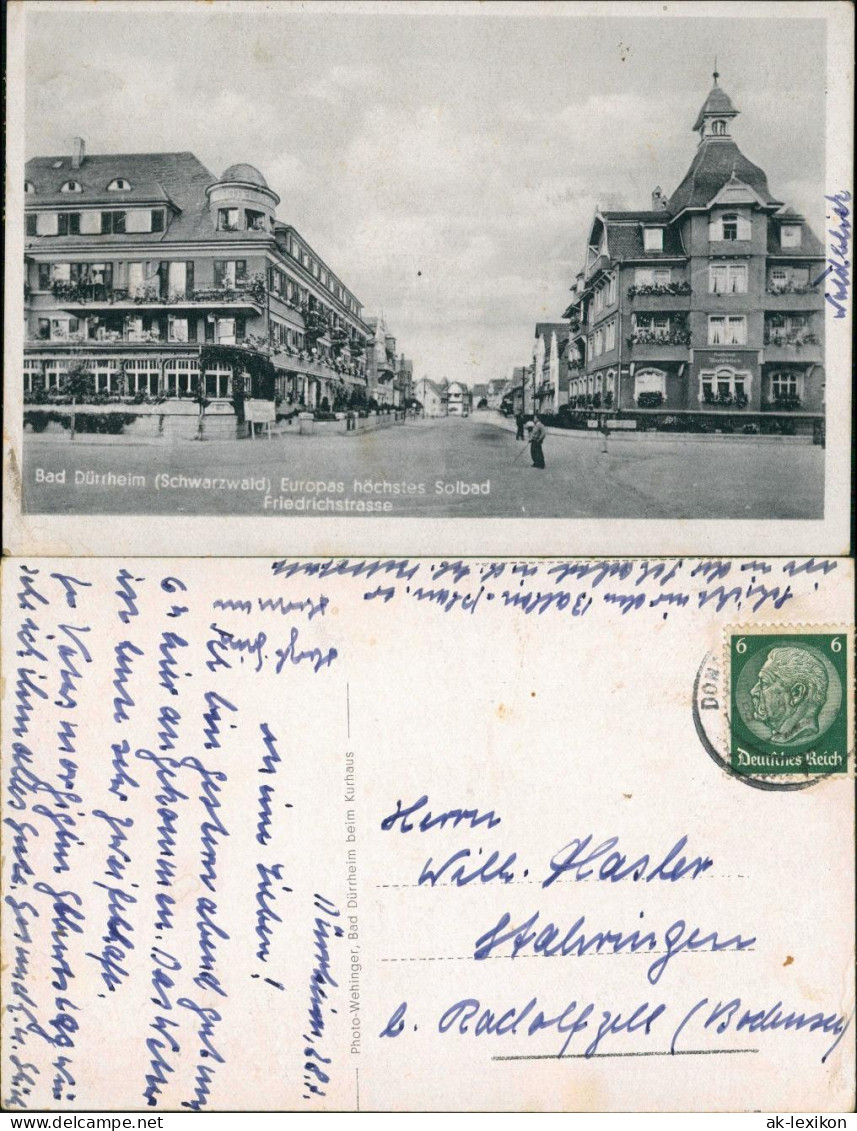 Ansichtskarte Bad Dürrheim Friedrichstraße 1934 - Bad Dürrheim