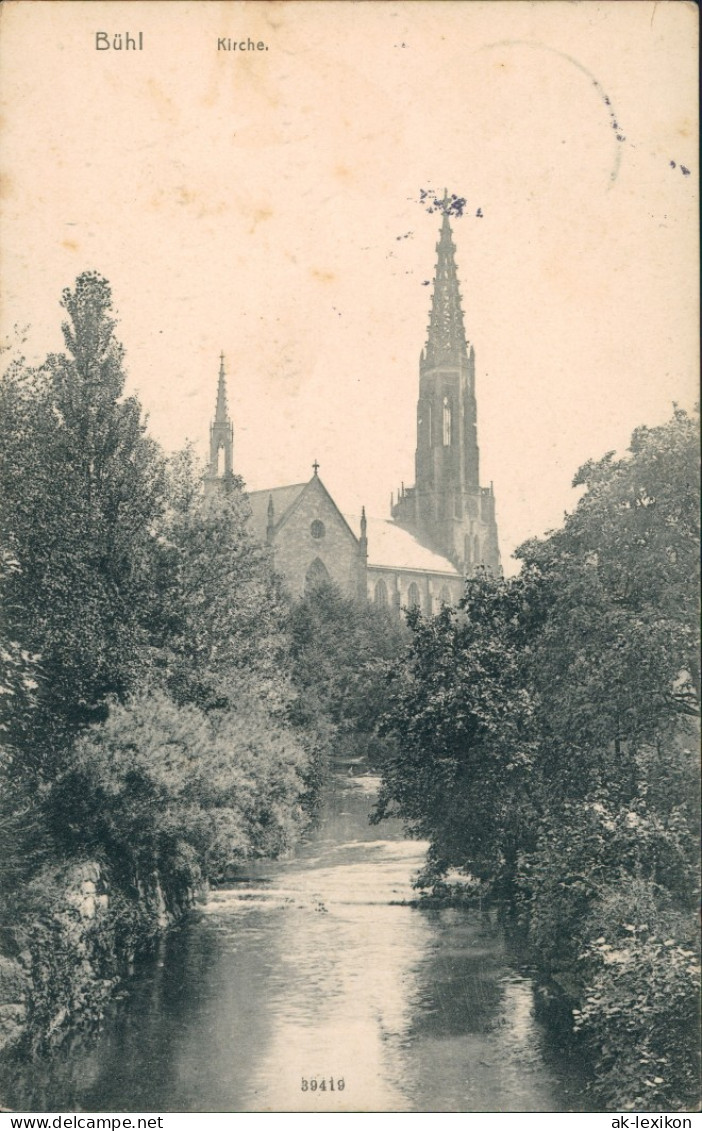 Ansichtskarte Bühl (Baden) Partie An Der Kirche - Fluss 1914 - Buehl