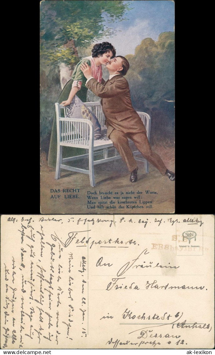 Menschen/Soziales Leben - Liebespaare Künstlerkarte Sar Recht Auf Liebe 1917 - Couples