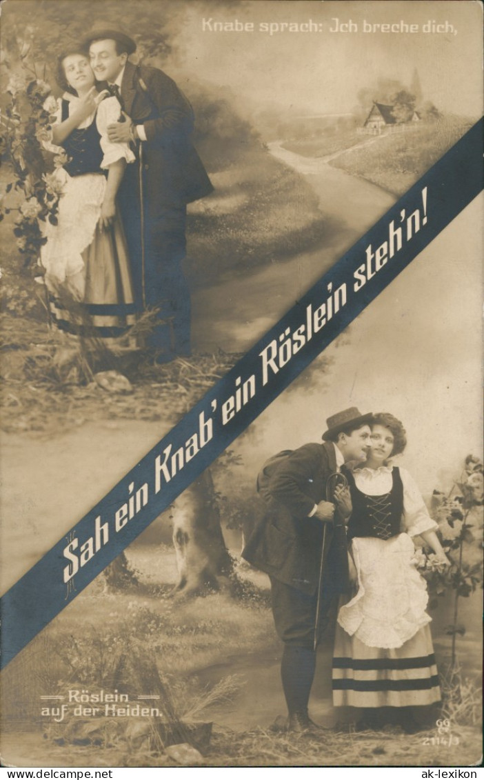 Ansichtskarte  Fotokunst Liebe - Röslein Auf Der Heide 1917 - Paare
