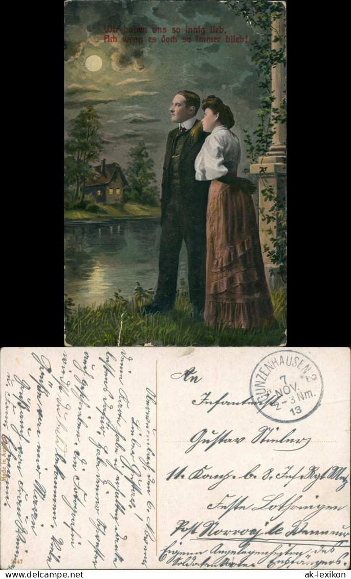 Ansichtskarte  Mann Und Frau Im Mondschein - Liebe 1913 - Couples