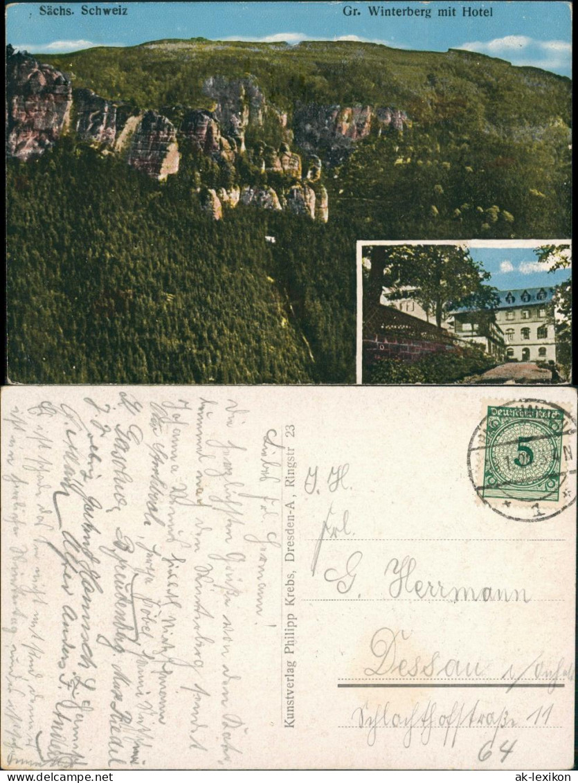 Ansichtskarte Schmilka Großer Winterberg 2 Bild Wirtschaft 1922 - Schmilka